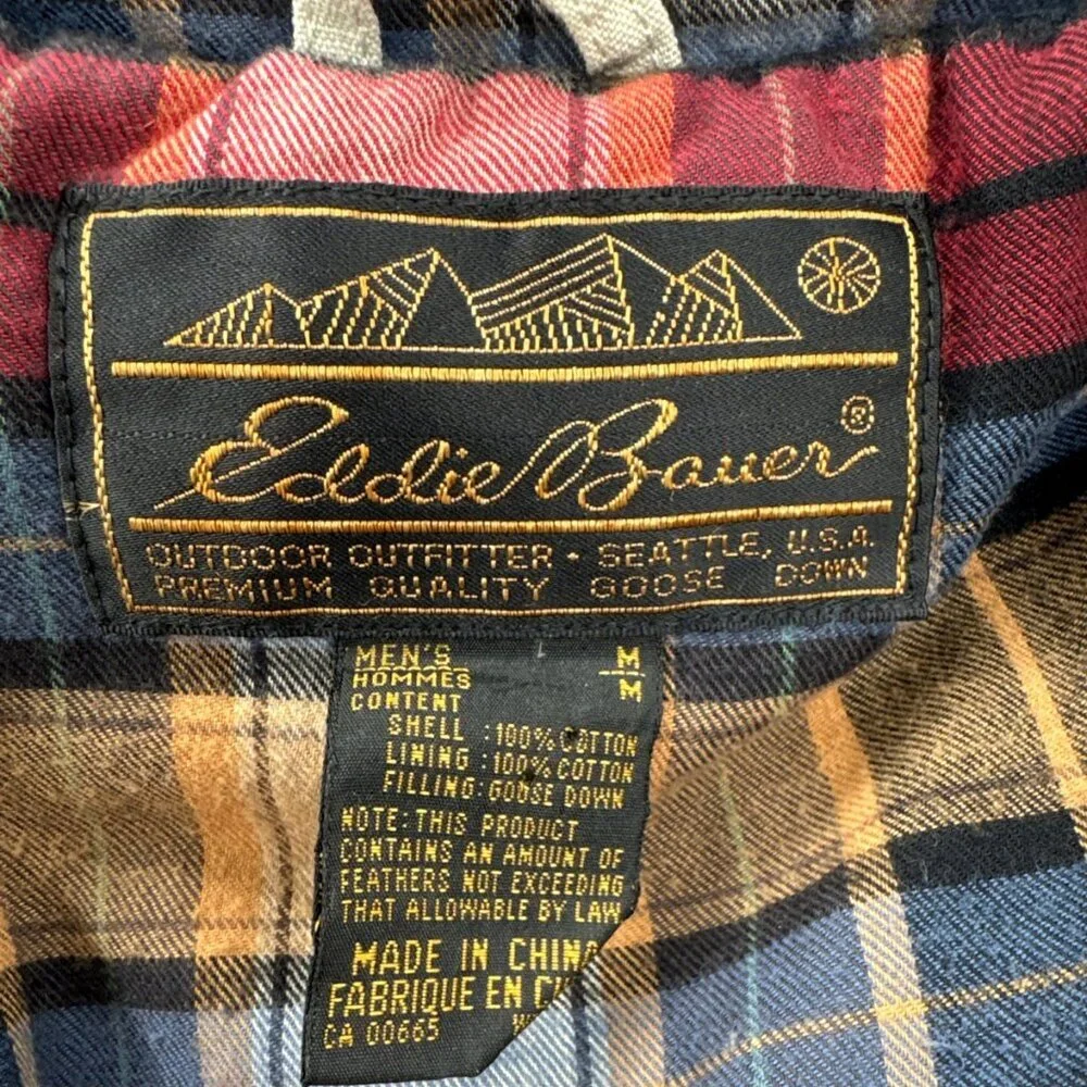 Vintage Mens Eddie Bauer Goose Down Vest Utility Outdoor Hiking Medium Camping